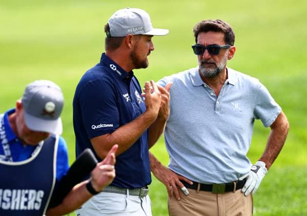 LIV Golf Chairman Yasir Al-Rumayyan and Bryson DeChambeau of USA. LIV Golf UK, Pro-AM, Golf, JCB Golf & Country Club, Uttoxeter, UK - 24 Jul 2025Uttoxeter JCB Golf & Country Club United Kingdom EDITORIAL USE ONLY No use with unauthorised audio, video, data, fixture lists, club league logos or live services. Online in-match use limited to 120 images, no video emulation. No use in betting, games or single club league player publications. Copyright: xJamesxMarsh Shutterstockx 15410870g