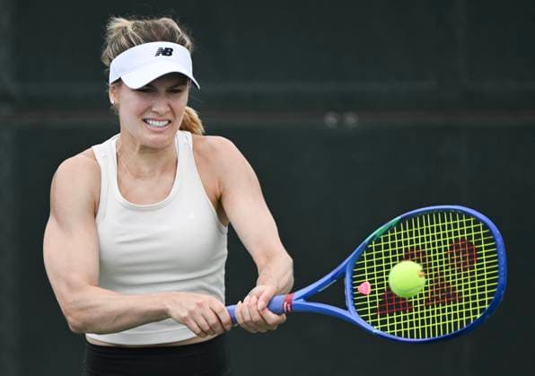 July 27, 2025, Montreal, Pq, Canada: Eugenie Bouchard, of Canada, plays a shot during a practice session at the National Bank Open tennis tournament in Montreal, Sunday, July 27, 2025. Eugenie Bouchard, - ZUMAc35_ 20250727_zaf_c35_007 Copyright: xGrahamxHughesx