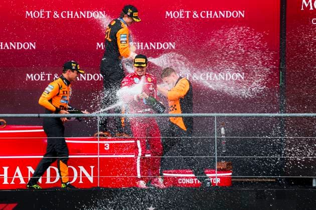 Formula 1 Moët & Chandon Belgian Grand Prix 2025 Laurent Lefebvre OVERTAKE MAXPPP - Stavelot 27 07 2025 81 PIASTRI Oscar (aus), McLaren F1 Team, portrait, 04 NORRIS Lando (gbr), McLaren F1 Team, portrait, 16 LECLERC Charles (mon), Scuderia Ferrari, portrait, Podium at the Formula 1 Moët & Chandon Belgian Grand Prix 2025, the 13th round of the 2025 FIA Formula 1 World Championship, WM, Weltmeisterschaft at the Circuit de Spa-Francorchamps in Stavelot, Belgium, from July 24 to 27, 2025 Stavelot Belgium Copyright: xOVERTAKE MAXPPPxLaurentxLefebvrex OVT202507277218 OVT202507277218