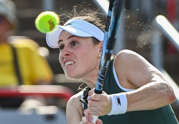 July 27, 2025, Montreal, Pq, Canada: Kimberly Birrell, of Australia, plays a shot to Victoria Mboko, of Canada, during their first round match at the National Bank Open tennis tournament in Montreal, Sunday, July 27, 2025. Victoria Mboko, Kimberly Birrell, - ZUMAc35_ 20250727_zaf_c35_032 Copyright: xGrahamxHughesx