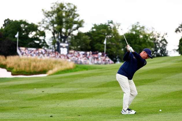 Paul Casey of England on the 18th hole. LIV Golf UK, Day Three, Golf, JCB Golf & Country Club, Uttoxeter, UK - 27 Jul 2025Uttoxeter JCB Golf & Country Club United Kingdom EDITORIAL USE ONLY No use with unauthorised audio, video, data, fixture lists, club league logos or live services. Online in-match use limited to 120 images, no video emulation. No use in betting, games or single club league player publications. Copyright: xJamesxMarsh Shutterstockx 15410873ck