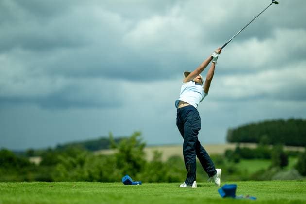 Maxima Purkart (GC St. Leon-Rot), vor dem Abschlag am 1. Loch, GER, 15. BWGV-INTERNATIONAL MATCHPLAY-TROPHY, Golf, Maedchen und Jungen, imt Golf, 26.-29.07.2025, GER, 15. BWGV-INTERNATIONAL MATCHPLAY-TROPHY, Golf, Maedchen und Jungen, imt Golf, 26.-29.07.2025 Wain Copyright: xEibner-Pressefotox EP_SWA