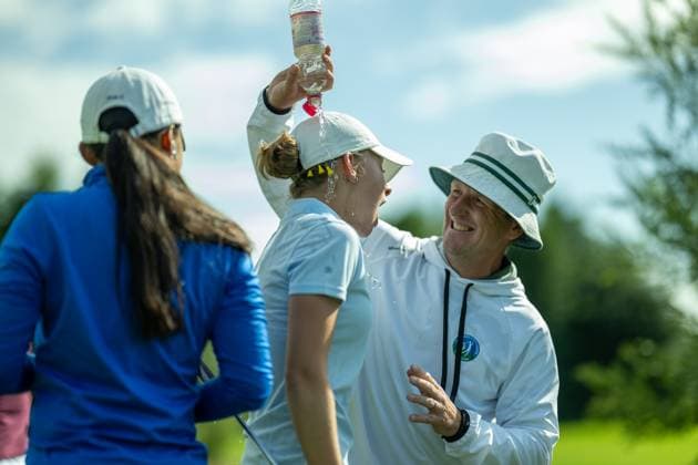 Emma Lucy Schulz-Hanßen (GC St. Leon-Rot), gewinnt mit Dominik Mueller-Lingelbach (BWGV, Landestrainer Maedchen), GER, 15. BWGV-INTERNATIONAL MATCHPLAY-TROPHY, Golf, Maedchen und Jungen, imt Golf, 26.-29.07.2025, GER, 15. BWGV-INTERNATIONAL MATCHPLAY-TROPHY, Golf, Maedchen und Jungen, imt Golf, 26.-29.07.2025 Wain Copyright: xEibner-Pressefotox EP_SWA