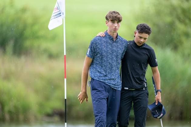 Emil Großmann (Stuttgarter GC Solitude) links wird zweiter und Michael Mayer (GC München Valley) rechts gewinnt, GER, 15. BWGV-INTERNATIONAL MATCHPLAY-TROPHY, Golf, Maedchen und Jungen, imt Golf, 26.-29.07.2025, GER, 15. BWGV-INTERNATIONAL MATCHPLAY-TROPHY, Golf, Maedchen und Jungen, imt Golf, 26.-29.07.2025 Wain Copyright: xEibner-Pressefotox EP_SWA