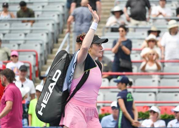 July 29, 2025, Montreal, Pq, Canada: Rebecca Marino, of Canada, waves to the crowd following her second round match loss to Emma Navarro, of the United States, at the National Bank Open tennis tournament in Montreal, Tuesday, July 29, 2025. Rebecca Marino, Emma Navarro, - ZUMAc35_ 20250729_zaf_c35_012 Copyright: xGrahamxHughesx