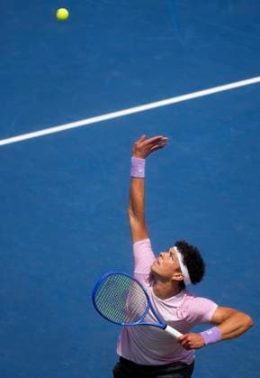 July 30, 2025, Toronto, On, CANADA: Ben Shelton, of the United States, serves against Adrian Mannarino, of France, during second round tennis action at the National Bank Open in Toronto on Wednesday, July 30, 2025. Canada News - July 30, 2025 - ZUMAc35_ 20250730_zaf_c35_022 Copyright: xNathanxDenettex