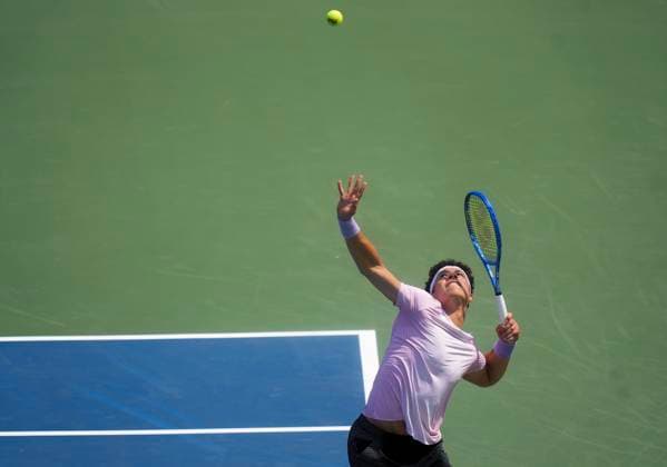 July 30, 2025, Toronto, On, CANADA: Ben Shelton, of the United States, serves against Adrian Mannarino, of France, during second round tennis action at the National Bank Open in Toronto on Wednesday, July 30, 2025. Canada News - July 30, 2025 - ZUMAc35_ 20250730_zaf_c35_031 Copyright: xNathanxDenettex