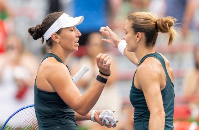 July 30, 2025, Montreal, Pq, Canada: Jessica Pegula of the United States, left, is congratulated on her win by Maria Sakkari of Greece during second round tennis action at the National Bank Open in Montreal, Wednesday, July 30, 2025. Canada News - July 30, 2025 - ZUMAc35_ 20250730_zaf_c35_129 Copyright: xChristinnexMuschix