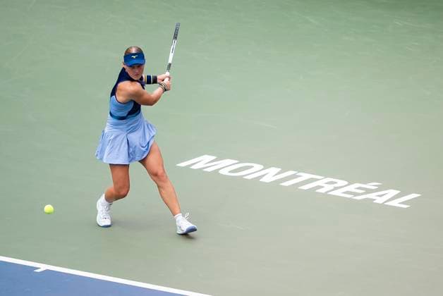 July 31, 2025, Montreal, Pq, CANADA: Suzan Lamens, of the Netherlands, returns a shot from Lin Zhu, of China, during third round tennis action at the National Bank Open tennis tournament in Montreal on Thursday, July 31, 2025. Canada News - July 31, 2025 - ZUMAc35_ 20250731_zaf_c35_068 Copyright: xChristopherxKatsarovx
