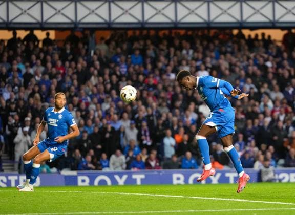 Djeidi Gassama of Rangers scores his second goal of the game to give Rangers a 3-0 lead. Rangers v Viktoria Plzen, UEFA Champions League, 3rd Qualifying Round, First Leg, Football, Ibrox Stadium, Glasgow, Scotland, UK - 05 Aug 2025Glasgow Ibrox Stadium Scotland United Kingdom EDITORIAL USE ONLY No use with unauthorised audio, video, data, fixture lists, club league logos or live services. Online in-match use limited to 120 images, no video emulation. No use in betting, games or single club league player publications. Copyright: xStuartxWallace Shutterstockx 15428174an