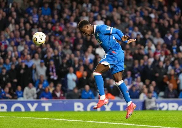 Djeidi Gassama of Rangers scores his second goal of the game to give Rangers a 3-0 lead. Rangers v Viktoria Plzen, UEFA Champions League, 3rd Qualifying Round, First Leg, Football, Ibrox Stadium, Glasgow, Scotland, UK - 05 Aug 2025Glasgow Ibrox Stadium Scotland United Kingdom EDITORIAL USE ONLY No use with unauthorised audio, video, data, fixture lists, club league logos or live services. Online in-match use limited to 120 images, no video emulation. No use in betting, games or single club league player publications. Copyright: xStuartxWallace Shutterstockx 15428174ai
