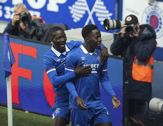 Djeidi Gassama of Rangers celebrates scoring his sides third goal during UEFA Champions League second qualifying round first leg at Ibrox Stadium, Glasgow. Rangers v Viktoria Plzen, UEFA Champions League, 3rd Qualifying Round, First Leg, Football, Ibrox Stadium, Glasgow, Scotland, UK - 05 Aug 2025Glasgow Ibrox Stadium Scotland United Kingdom EDITORIAL USE ONLY No use with unauthorised audio, video, data, fixture lists, club league logos or live services. Online in-match use limited to 120 images, no video emulation. No use in betting, games or single club league player publications. Copyright: xRangersxFC Shutterstockx 15428772bb