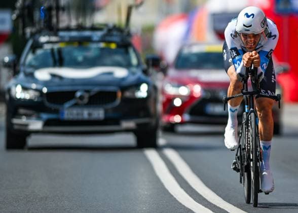 82nd Tour De Pologne 2025 - Stage 7 WIELICZKA, POLAND AUGUST 10: Manlio Moro of Italy, riding for Movistar Team, races through the final kilometer of Stage 7, a 12.5 km individual time trial from Wieliczka to Wieliczka, during the 82nd Tour de Pologne, in Wieliczka, Lesser Poland Voivodeship, Poland, on August 10, 2025. Wieliczka Poland Copyright: xArturxWidakx originalFilename:widak-82ndtour250810_npIL2.jpg