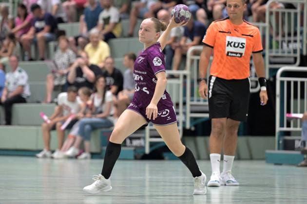 Katharina Goldammer (TusSies Metzingen, 15) TusSies Metzingen vs. Union Neckarsulm, Handball, Alsco HBF, Testspiel, Saison 2025 2026, 15.08.2025 TusSies Metzingen vs. Sport-Union Neckarsulm, Handball, Alsco HBF, Testspiel, Saison 2025 2026, 15.08.2025 Metzingen Copyright: xEibner-Pressefoto TobiasxBaurx EP_TBR