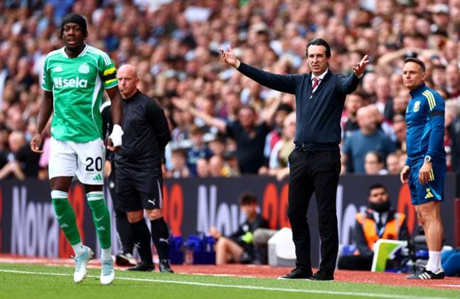 Aston Villa Manager Unai Emery. Aston Villa v Newcastle United, Premier League, Football, Villa Park, Birmingham, UK - 16 Aug 2025Birmingham Villa Park United Kingdom EDITORIAL USE ONLY No use with unauthorised audio, video, data, fixture lists, club league logos or live services. Online in-match use limited to 120 images, no video emulation. No use in betting, games or single club league player publications. Copyright: xJamesxMarsh Shutterstockx 15439535bf