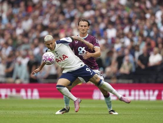 Richarlison of Tottenham Hotspur and Hjalmar Ekdal of Burnley Tottenham Hotspur v Burnley, Premier League, Football, Tottenham Hotspur Stadium, London, UK - 16 Aug 2025London Tottenham Hotspur Stadium United Kingdom EDITORIAL USE ONLY No use with unauthorised audio, video, data, fixture lists, club league logos or live services. Online in-match use limited to 120 images, no video emulation. No use in betting, games or single club league player publications. Copyright: xJedxLeicester Shutterstockx 15439670aa