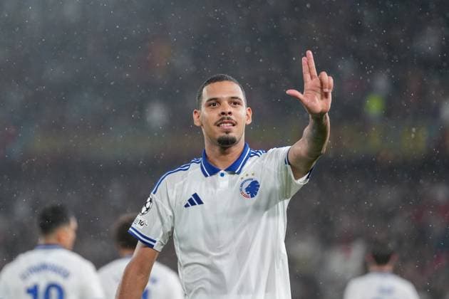 Gabriel Pereira (FC Kopenhagen, F.C. Kobenhavn, 05) Torjubel, Emotionen, Torschuss, Abschluss, Torerfolg, Tor, Treffer , Schweiz, Fussball, UEFA Champions League , Play-off Hinspiel, 2025 26, FC Basel vs. FC Kopenhagen, 20.08.2025, St. Jakob-Park, Basel, Schweiz Basel St. Jakob-Park Basel-Stadt Schweiz Copyright: xArnexAmbergx