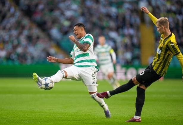 Adam Idah of Celtic tries to block a clearance from Egor Sorokin of Kairat Almaty Celtic v Kairat Almaty, UEFA Champions League, Play-Off Round, First Leg, Football, Celtic Park, Glasgow, Scotland, UK - 20 Aug 2025Glasgow Celtic Park Scotland United Kingdom EDITORIAL USE ONLY No use with unauthorised audio, video, data, fixture lists, club league logos or live services. Online in-match use limited to 120 images, no video emulation. No use in betting, games or single club league player publications. Copyright: xStuartxWallace Shutterstockx 15446684at
