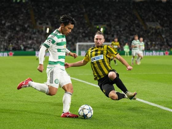 Reo Hatate of Celtic cross cut out, Freisteller by Ofri Arad of Kairat Almaty Celtic v Kairat Almaty, UEFA Champions League, Play-Off Round, First Leg, Football, Celtic Park, Glasgow, Scotland, UK - 20 Aug 2025Glasgow Celtic Park Scotland United Kingdom EDITORIAL USE ONLY No use with unauthorised audio, video, data, fixture lists, club league logos or live services. Online in-match use limited to 120 images, no video emulation. No use in betting, games or single club league player publications. Copyright: xStuartxWallace Shutterstockx 15446684bf