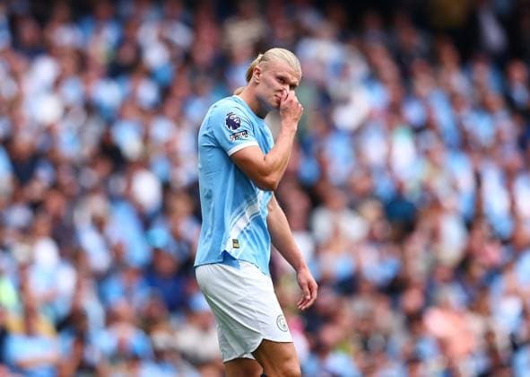 Erling Haaland of Manchester City looks dejected Manchester City v Tottenham Hotspur, Premier League, Football, Etihad Stadium, Manchester, UK - 23 Aug 2025Manchester Etihad Stadium United Kingdom EDITORIAL USE ONLY No use with unauthorised audio, video, data, fixture lists, club league logos or live services. Online in-match use limited to 120 images, no video emulation. No use in betting, games or single club league player publications. Copyright: xMattxWest Shutterstockx 15449559ad