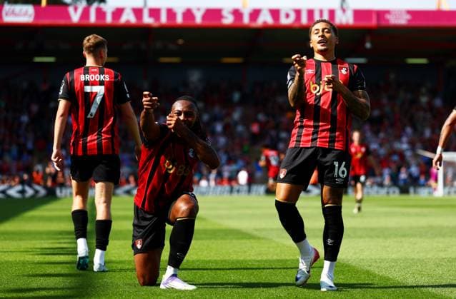 Marcus Tavernier of AFC Bournemouth celebrates scoring a goal after making the score 1-0. AFC Bournemouth v Wolverhampton Wanderers, Premier League, Football, Vitality Stadium, Bournemouth, UK - 23 Aug 2025Bournemouth Vitality Stadium United Kingdom EDITORIAL USE ONLY No use with unauthorised audio, video, data, fixture lists, club league logos or live services. Online in-match use limited to 120 images, no video emulation. No use in betting, games or single club league player publications. Copyright: xJamesxMarsh Shutterstockx 15449566aa
