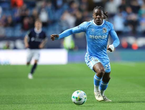 Brandon Thomas-Asante of Coventry City Millwall v Coventry City, EFL Carabao Cup, Second Round, Football, The Den, London, UK - 26 Aug 2025London The Den United Kingdom EDITORIAL USE ONLY No use with unauthorised audio, video, data, fixture lists, club league logos or live services. Online in-match use limited to 120 images, no video emulation. No use in betting, games or single club league player publications. Copyright: xMichaelxZemanek Shutterstockx 15455833db