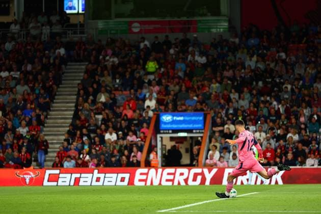 Carabao Energy Drink LED board branding. AFC Bournemouth v Brentford, EFL Carabao Cup, Second Round, Football, Vitality Stadium, Bournemouth, UK - 26 Aug 2025Bournemouth Vitality Stadium United Kingdom EDITORIAL USE ONLY No use with unauthorised audio, video, data, fixture lists, club league logos or live services. Online in-match use limited to 120 images, no video emulation. No use in betting, games or single club league player publications. Copyright: xJamesxMarsh Shutterstockx 15455830cv