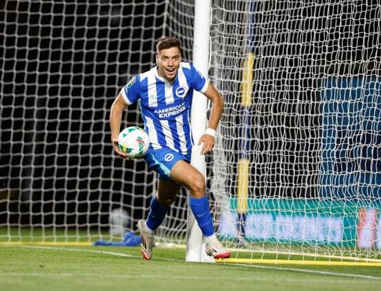 Stefanos Tzimas celebrates scoring the 4th Brighton and Hove Albion goal Oxford United v Brighton and Hove Albion, EFL Carabao Cup, Second Round, Football, Kassam Stadium, Oxford, UK - 27 Aug 2025Oxford Kassam Stadium United Kingdom EDITORIAL USE ONLY No use with unauthorised audio, video, data, fixture lists, club league logos or live services. Online in-match use limited to 120 images, no video emulation. No use in betting, games or single club league player publications. Copyright: xMattxImpey Shutterstockx 15457586bq