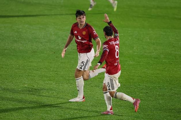 Harry Maguire of Manchester United, ManU scores to make it 2-2 and celebrates Grimsby Town v Manchester United, EFL Carabao Cup, Second Round, Football, Blundell Park, Grimsby, UK - 27 Aug 2025Grimsby Blundell Park United Kingdom EDITORIAL USE ONLY No use with unauthorised audio, video, data, fixture lists, club league logos or live services. Online in-match use limited to 120 images, no video emulation. No use in betting, games or single club league player publications. Copyright: xPaulxCurrie Shutterstockx 15457582cl