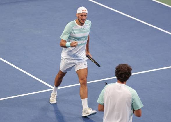 Constantin Frantzen (Kappe), Robin Haase, Herren Doppel, Gentlemen s Doubles, US Open Championships 2023, USTA Billie Jean King National Tennis Center, Flushing Meadows, New York, USA . Constantin Frantzen, Robin Haase, Herren Doppel, Gentlemen s Doubles, US Open Championships 2023, USTA Billie Jean King National Tennis Center, Flushing Meadows, New York, USA . Copyright: xJuergenxHasenkopfx