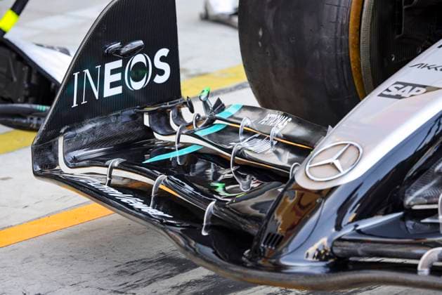 F1 - ITALIAN GRAND PRIX 2025 Mercedes AMG F1 Team W16, mechanical detail front wing aerodynamism, aerodynamic, aerodynamics during the 2025 Formula 1 Pirelli Grand Premio d™Italia, 2025 Italian Grand Prix, 16th round of the 2025 FIA Formula One World Championship, WM, Weltmeisterschaft from September 5 to 7, 2025 on the Autodromo Nazionale Monza, in Monza, Italy - MonzaItaly Copyright: xXavixBonillax