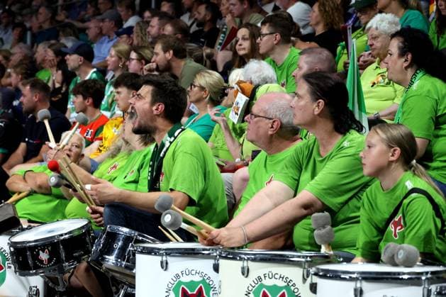 DEU, DHB, 1.HBL, Fuechse Berlin vs. SC Magdeburg, 06.09.2025, Max-Schmeling-Halle, Berlin, DEU, DHB, 1.HBL, Fuechse Berlin vs. SC Magdeburg, im Bild Fuechse-Fans,Fanblock