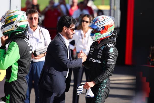 Andrea Kimi Antonelli (Mercedes AMG Petronas Formula One Team, 12), Mohammed Ben Sulayem, FIA President, Qualifying, ITA, Formel 1 Weltmeisterschaft, Italian Grand Prix, Monza, Autodromo Nazionale Monza, 06.09.2025 ITA, Formel 1 Weltmeisterschaft, Italian Grand Prix, Monza, Autodromo Monza, 06.09.2025 Monza Copyright: xEibner-Pressefoto AnnikaxGrafx EP_AGF