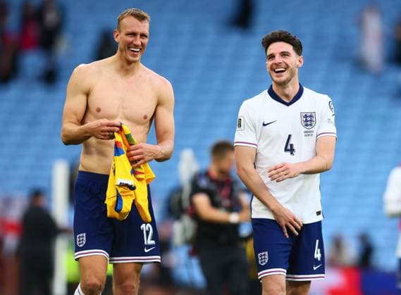 Dan Burn of England and Declan Rice at the end of the match England v Andorra, FIFA 2026 World Cup Qualifying, Group K, Football, Villa Park, Birmingham, UK - 06 Sept 2025Birmingham Villa Park United Kingdom EDITORIAL USE ONLY No use with unauthorised audio, video, data, fixture lists, club league logos or live services. Online in-match use limited to 120 images, no video emulation. No use in betting, games or single club league player publications. Copyright: xPaulxCurrie Shutterstockx 15471184cu