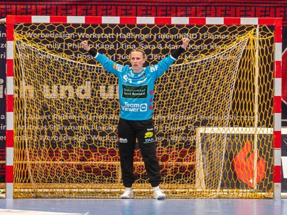 Celina Meissner (Frisch Auf Frauen, 61) jubelt nach einem Tor, HSG Bensheim Auerbach vs. Frisch Auf Goeppingen, Handball, 1. Bundesliga, Spielzeit 2025 2026, 06.09.2025 HSG Bensheim Auerbach vs. Frisch Auf Goeppingen, Handball, 1. Bundesliga, Spielzeit 2025 2026, 06.09.2025 Bensheim Copyright: xMichaelxSchmidt Eibner-Pressefotx EP_MST