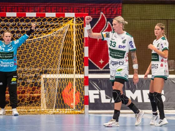 Luisa Schulze (Frisch Auf Frauen, 33) ballt die Jubelfaust, HSG Bensheim Auerbach vs. Frisch Auf Goeppingen, Handball, 1. Bundesliga, Spielzeit 2025 2026, 06.09.2025 HSG Bensheim Auerbach vs. Frisch Auf Goeppingen, Handball, 1. Bundesliga, Spielzeit 2025 2026, 06.09.2025 Bensheim Copyright: xMichaelxSchmidt Eibner-Pressefotx EP_MST