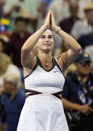 Aryna Sabalenka jubelt nach dem Sieg, Jubel, Freude, Emotion, Damen Einzel, Ladies Singles, Endspiel, Final, US Open Championships 2025, USTA Billie Jean King National Tennis Center, Flushing Meadows, New York, USA .. Copyright: xJuergenxHasenkopfx