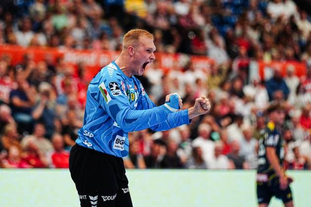 Jubel nach Parade David Spaeth (Rhein-Neckar Loewen, 29) GER, Handball Verein Hamburg vs. Rhein-Neckar Loewen, Handball, 1. Bundesliga, Spieltag 3, Saison 2025 2026, 07.09.2025 GER, Handball Sport Verein Hamburg vs. Rhein-Neckar Loewen, Handball, 1. Bundesliga, Spieltag 3, Saison 2025 2026, 07.09.2025 Hamburg Copyright: xEibner-Pressefoto MarcelxvonxFehrnx EP_MFN