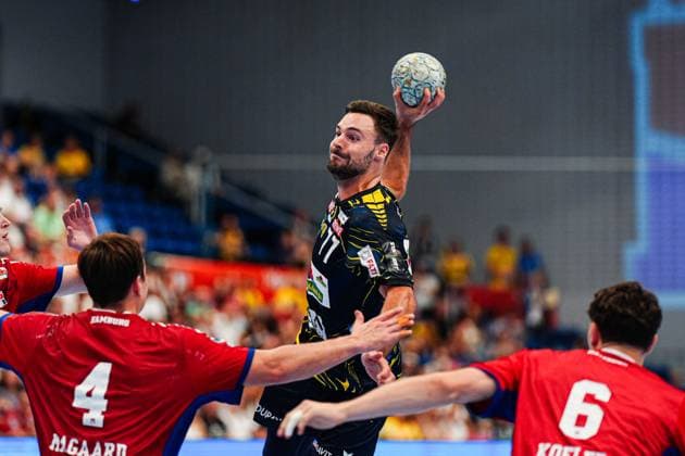 Wurf Tor Dani Baijens (Rhein-Neckar Loewen, 77) GER, Handball Verein Hamburg vs. Rhein-Neckar Loewen, Handball, 1. Bundesliga, Spieltag 3, Saison 2025 2026, 07.09.2025 GER, Handball Sport Verein Hamburg vs. Rhein-Neckar Loewen, Handball, 1. Bundesliga, Spieltag 3, Saison 2025 2026, 07.09.2025 Hamburg Copyright: xEibner-Pressefoto MarcelxvonxFehrnx EP_MFN