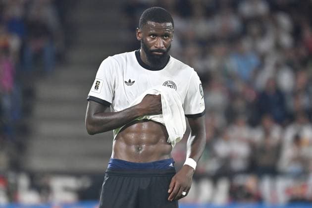 Antonio RUEDIGER (GER), (GER),Enttaeuschung, Frust,enttaeuscht,frustriert,niedergeschlagen, Aktion,Einzelbild,angeschnittenes Einzelmotiv,Halbfigur,halbe Figur. Fussball Laenderspiel, WM Qualifikation Gruppe A Spieltag 6, Deutschland (GER) - Nordirland (NIR) 3-1 am 07.09.2025, RheinEnergieSTADION