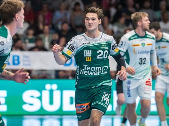 Ludvig Hallbaeck (Frisch Auf Goeppingen, 20) ballt die Jubelfaust, Frisch Auf Goeppingen vs. SC DHfK Leipzig, Handball, 1. Bundesliga, Herren, Spielzeit 2025 2026, 11.09.2025, Frisch Auf Goeppingen vs. SC DHfK Leipzig, Handball, 1. Bundesliga, Herren, Spielzeit 2025 2026, 11.09.2025 Goeppingen Copyright: xEibner-Pressefoto MichaelxSchmidx EP_MST