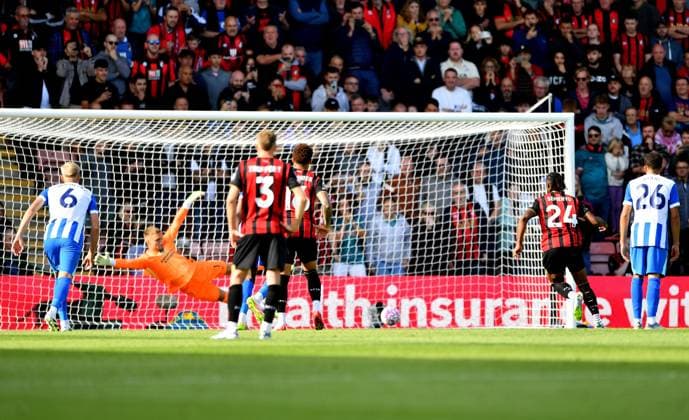 Antoine Semenyo of AFC Bournemouth scores his teams second goal making the score 2-1 - AFC Bournemouth v Brighton & Hove Albion, Premier League, Vitality Stadium, Bournemouth, UK - 13th August 2025 Editorial Use Only - DataCo restrictions apply AFC Bournemouth v Brighton and Hove Albion, Premier League, Football, Vitality Stadium, Bournemouth, UK - 13 Sept 2025Bournemouth Vitality Stadium United Kingdom EDITORIAL USE ONLY No use with unauthorised audio, video, data, fixture lists, club league logos or live services. Online in-match use limited to 120 images, no video emulation. No use in betting, games or single club league player publications. Copyright: xMDI Shutterstockx 15483048ab