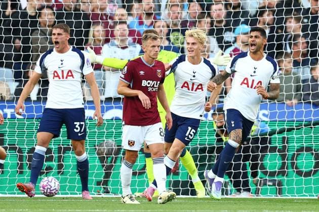 Cristian Romero of Tottenham Hotspur celebrates after scoring a goal but it is disallowed after a VAR check West Ham United v Tottenham Hotspur, Premier League, Football, London Stadium, London, UK - 13 Sept 2025London London Stadium United Kingdom EDITORIAL USE ONLY No use with unauthorised audio, video, data, fixture lists, club league logos or live services. Online in-match use limited to 120 images, no video emulation. No use in betting, games or single club league player publications. Copyright: xSimonxDael Shutterstockx 15481313g