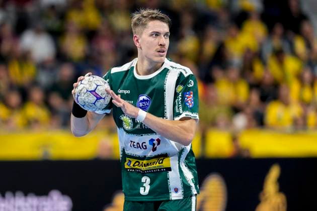 Oskar Joelsson (ThSV, 3), am Ball, Einzelbild, Einzelfoto, Aktion, Action, 13.09.2025, Mannheim (Deutschland), Handball, Bundesliga, Rhein-Neckar Löwen - ThSV Eisenach