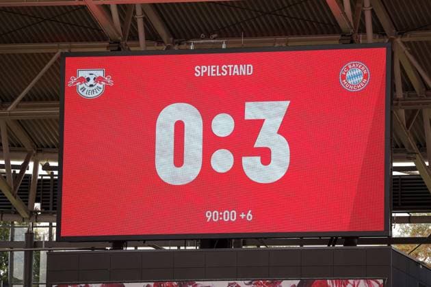 Endstand Anzeigetafel, 0:3, RB Leipzig Frauen vs. FC Bayern Frauen, Fussball, 1. Frauen Bundesliga, 02. Spieltag, Saison 2025 2026, 14.09.2025,¨ DFL REGULATIONS PROHIBIT ANY USE OF PHOTOGRAPHS AS IMAGE SEQUENCES AND OR QUASI-VIDEO,¨ RB Leipzig Frauen vs. FC Bayern Frauen, Fussball, 1. Frauen Bundesliga, 02. Spieltag, Saison 2025 2026, 14.09.2025, Google Pixel Frauen-Bundesliga Leipzig Copyright: xEibner-Pressefoto LauraxRoemerx EP_LRR