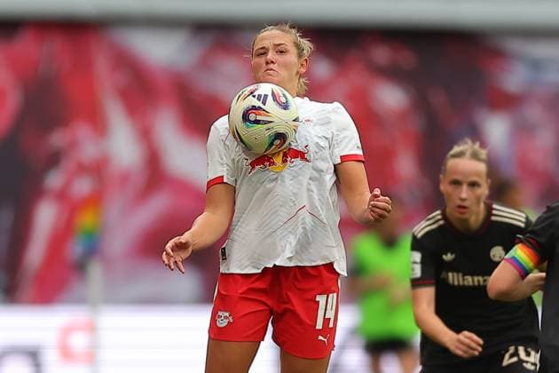 RB Leipzig - Bayern Muenchen 1. Bundesliga Frauen Leipzig, Red Bull Arena, 14.09.2025, Fußball, Frauen, Saison 2025 2026, Frauen-Bundesliga, 2. Spieltag , RB Leipzig - FC Bayern München 0:3 (0:1) , Im Bild: Marleen Schimmer (14, RB Leipzig) ,