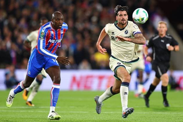 Tristan Crama of Millwall chased by Jean-Philippe Mateta of Crystal Palace Crystal Palace v Millwall, EFL Carabao Cup, Third Round, Football, Selhurst Park, London, UK - 16 Sep 2025London Selhurst Park United Kingdom EDITORIAL USE ONLY No use with unauthorised audio, video, data, fixture lists, club league logos or live services. Online in-match use limited to 120 images, no video emulation. No use in betting, games or single club league player publications. Copyright: xSimonxDael Shutterstockx 15481348v