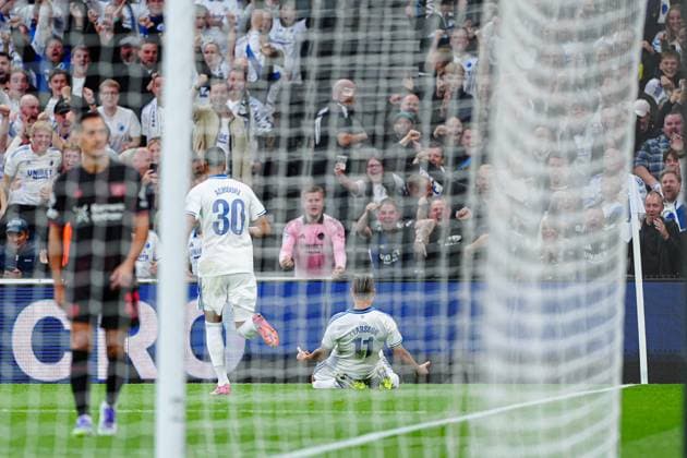 Torjubel Jordan Larsson (FC Kopenhagen, 11) nach Tor zum 1:0 DEN, FC Kopenhagen vs. Bayer 04 Leverkusen, Fussball, UEFA Champions League, Spieltag 1, Spielzeit 2025 2026, 18.09.2025 DEN, FC Kopenhagen vs. Bayer 04 Leverkusen, Fussball, UEFA Champions League, Spieltag 1, Spielzeit 2025 2026, 18.09.2025 Kopenhagen Copyright: xEibner-Pressefoto MarcelxvonxFehrnx EP_MFN