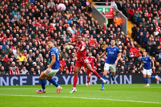 Ryan Gravenberch of Liverpool scores to make it 1-0 and celebrates Liverpool v Everton, Premier League, Football, Anfield, Liverpool, UK - 20 Sep 2025Liverpool Anfield United Kingdom EDITORIAL USE ONLY No use with unauthorised audio, video, data, fixture lists, club league logos or live services. Online in-match use limited to 120 images, no video emulation. No use in betting, games or single club league player publications. Copyright: xPaulxCurrie Shutterstockx 15487053ad