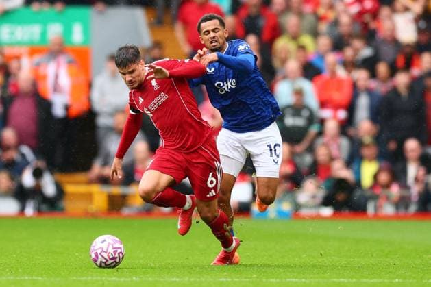 Milos Kerkez of Liverpool and Iliman Ndiaye of Everton Liverpool v Everton, Premier League, Football, Anfield, Liverpool, UK - 20 Sep 2025Liverpool Anfield United Kingdom EDITORIAL USE ONLY No use with unauthorised audio, video, data, fixture lists, club league logos or live services. Online in-match use limited to 120 images, no video emulation. No use in betting, games or single club league player publications. Copyright: xPaulxCurrie Shutterstockx 15487053bd